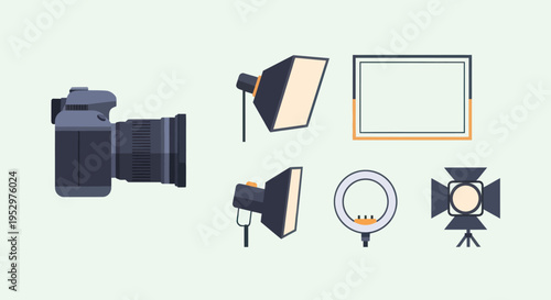 Professional Photography Studio Lighting Equipment and Camera.