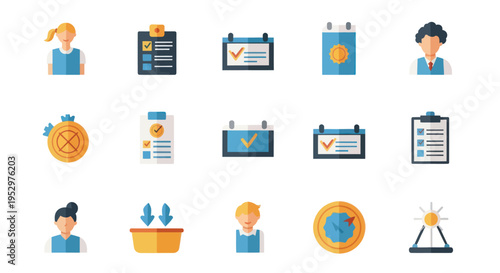 Collection of Flat Design Business and Office Icons.