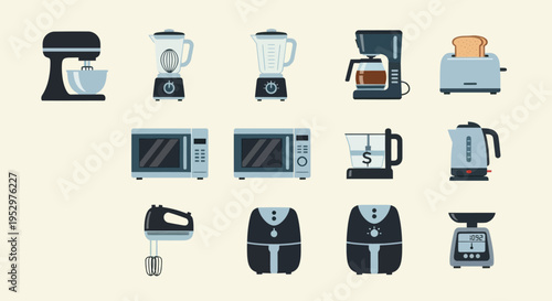 Collection of Modern Kitchen Appliances and Gadgets.