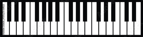 Piano keyboard silhouette vector illustration design graphic, musical instrument education art concept, black and white decorative creative collection
