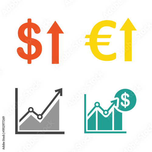 Graphic illustration of currency appreciation and market growth trends
