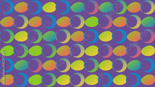 Colorful Lunar Phases on Purple Background