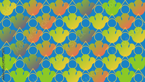 Abstract Colorful Floral Pattern on Blue Background