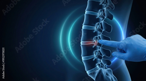 Spine back vertebra injury pain disc medical xray doctor health spine back vertebra injury pain disc medical xray doctor health illustration of human lumbar spine with herniated disc highlighted
