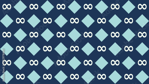 Geometric Infinity and Diamond Pattern in Blue and White