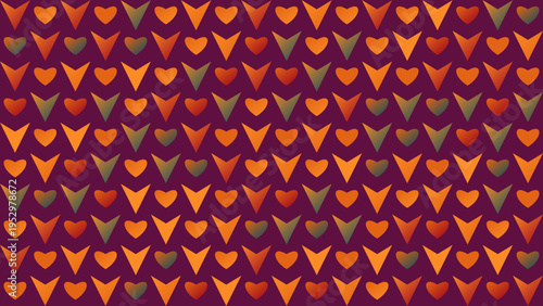 Heart and Arrow Pattern on Purple Background