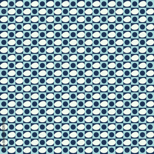 Geometric Retro Pattern in Blue and White