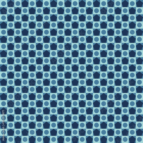 Geometric Pattern with Pentagons and Circles