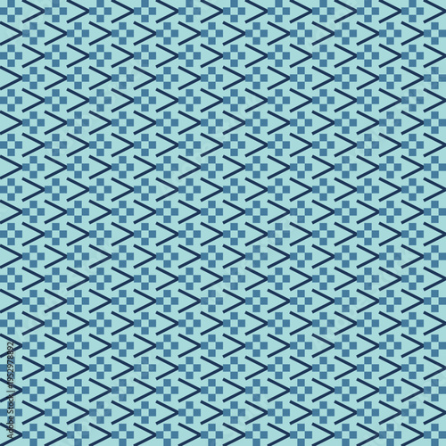 Geometric Seamless Pattern in Light Blue and Navy