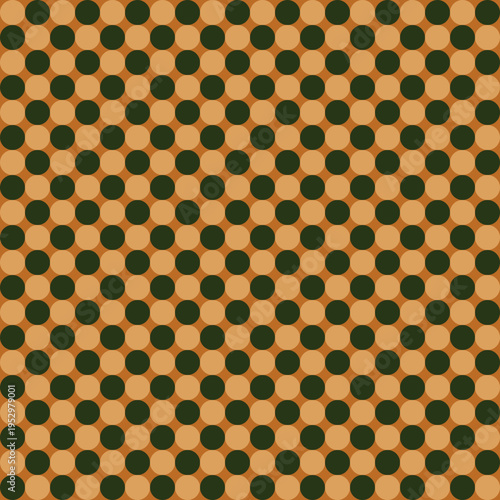 Seamless Dark Green and Tan Polka Dot Pattern