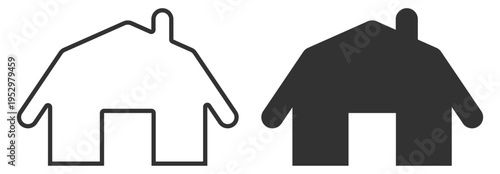 Outline and Solid House Building Icon, Home Property Symbol on transparent background