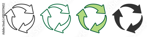 Recycle arrows symbol icon for sustainability and environment on transparent background