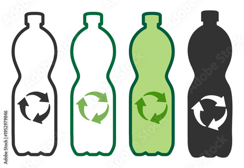 Recycling plastic bottle icon with recycling symbol, container for waste and ecology concepts on transparent background