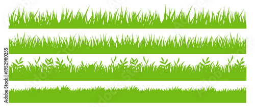 Green grass nature icon with garden and outdoor environment elements on transparent background