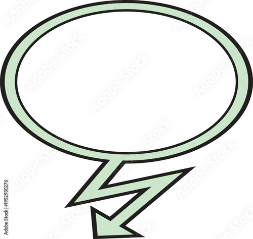 Electric lightning bolt speech bubble vector icon with light green outline and white center
