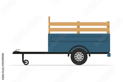 Cargo flatbed trailer icon. Colored silhouette. Side view. Vector simple flat graphic illustration. Isolated object on a white background.