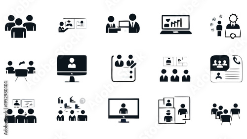 Diverse representations of modern work and communication environments through icons