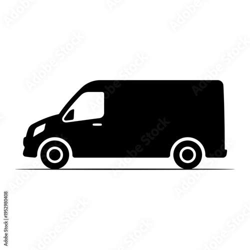 Van icon. Black silhouette. Side view. Vector simple flat graphic illustration. Isolated object on a white background.