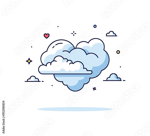 Soft clouds forming a heart shape subtly shaped cloud silhouette floating in open sky, expressing love, tenderness, and emotional warmth. The composition