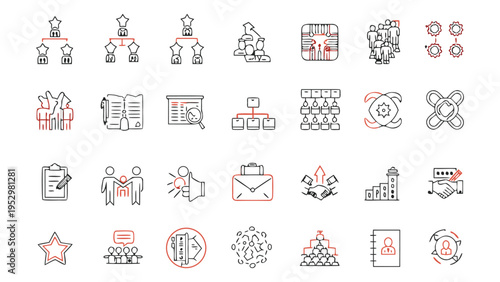 Collection of icons representing various activities and professions in a minimalist style