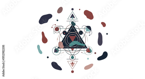 Geometric sacred symbol with abstract shapes and colors.