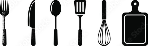 Kitchen utensils and cutting board