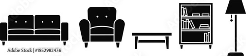 Living room furniture set silhouette