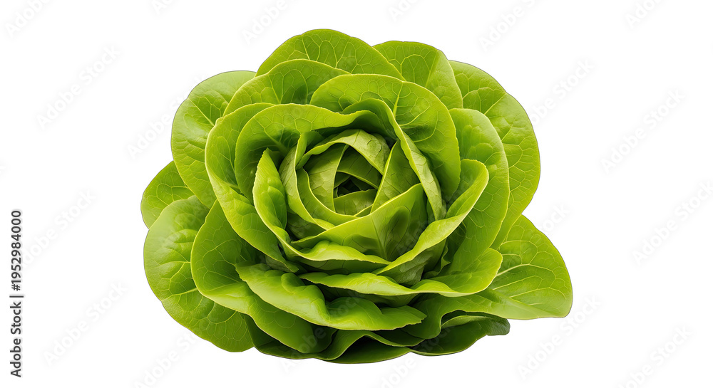 Obraz premium Fresh green lettuce head isolated on transparent background