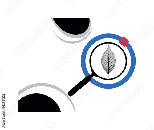 Black and white magnifying glass hovering over printed report text, bold blue circular halo behind the lens and orange horizontal bar crossing the document,