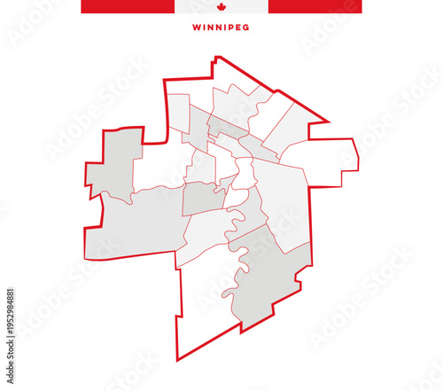 Εκτύπωση καμβά Winnipeg, Canada - Municipalities of Manitoba - Administrative map