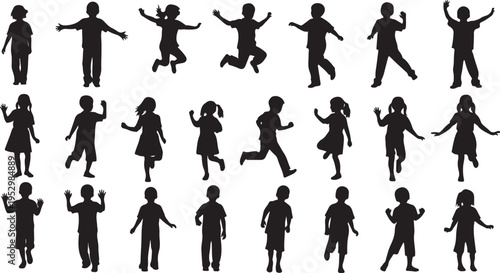 Collection of various human silhouette poses and movements
