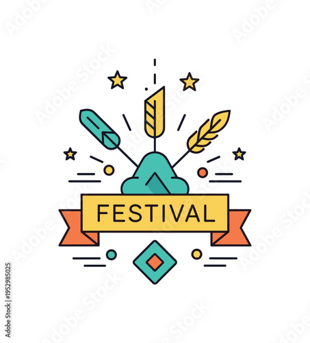 Traditional festival emblem with decorative banner and cultural motif expressing celebration, identity, and shared community values. Subtle star accents