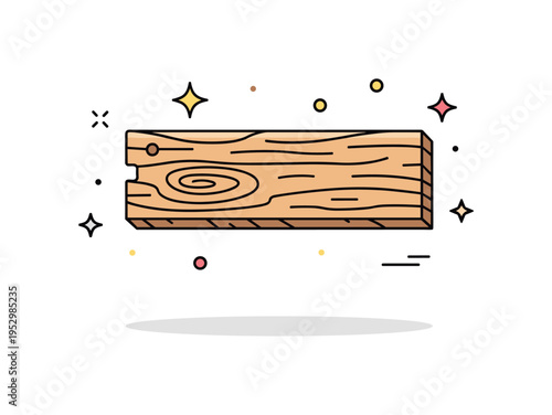 Wood texture panel represented by a simple plank icon with minimal grain lines suggesting natural material and organic warmth. Balanced composition and soft