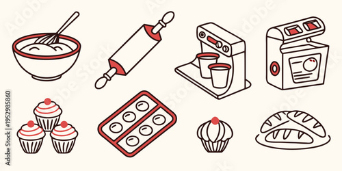 Baking with kitchen appliances and desserts cupcakes