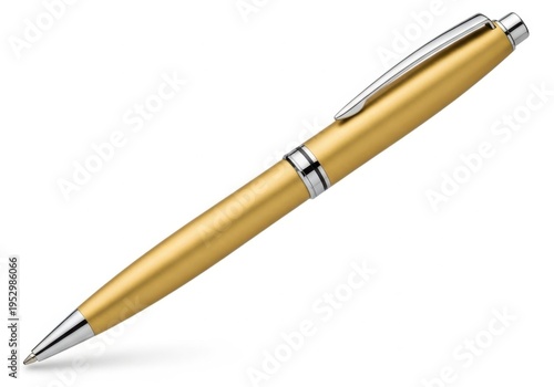 A gold pen with silver accents isolated on white background