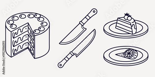 Cake cutting and serving knife plate