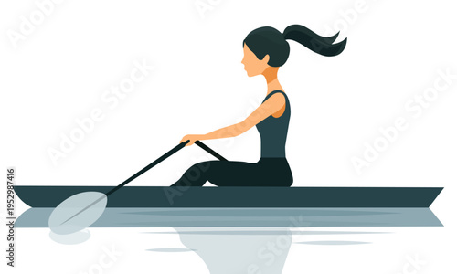  Rower woman rowing boat motion