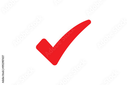 Red check mark icon. Tick mark approved, correct and success symbol for warning, attention and UI interface vector illustration.