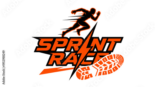 Dynamic sprint race logo symbolizing speed and athletic competition with energetic design and bold color scheme for sports