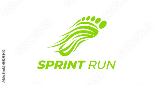 Dynamic green footprint emblem representing eco-friendly sprint running and athletic sustainability