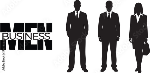 Silhouette of business people in suits and formal wear