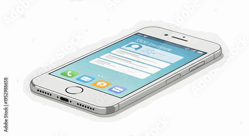 Modern smartphone displaying user interface with social media and communication app icons, perfect for tech and connectivity concepts
