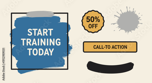 Bold promotional graphic featuring a call-to-action for training with a modern design and vibrant colors