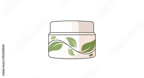 Natural Skincare Cream Jar with Leafy Design, Organic Cosmetics Packaging