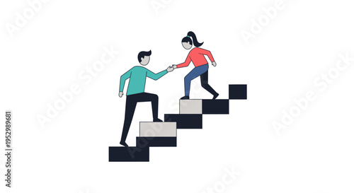 Teamwork, helping hand, support, climbing stairs, success, collaboration, partnership, motivation