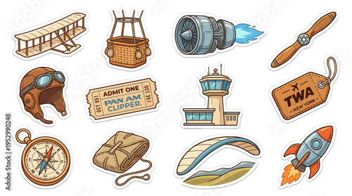 Vintage travel icons and symbols on for design