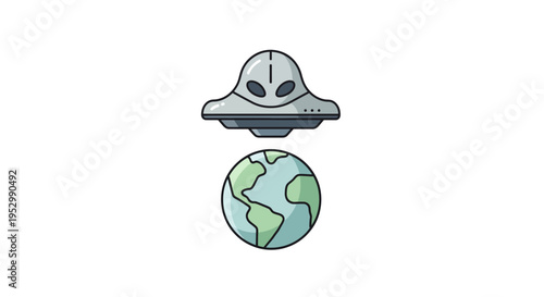Alien UFO hovering over planet Earth, space exploration, extraterrestrial visit