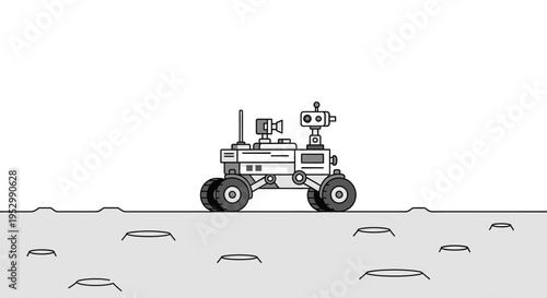 Space Rover Exploring Lunar Surface
