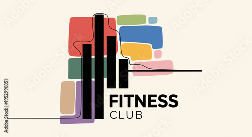 A modern fitness club logo featuring colorful geometric shapes and sleek lines, ideal for branding