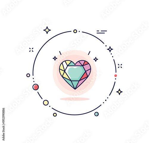 Symbolic inner treasure heart shaped gem glowing softly at the center of a subtle circular aura, expressing personal value, gratitude and emotional richness.